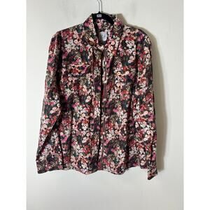 We. You and Me Floral Print Long Sleeve Button Up Shirt Sz XL